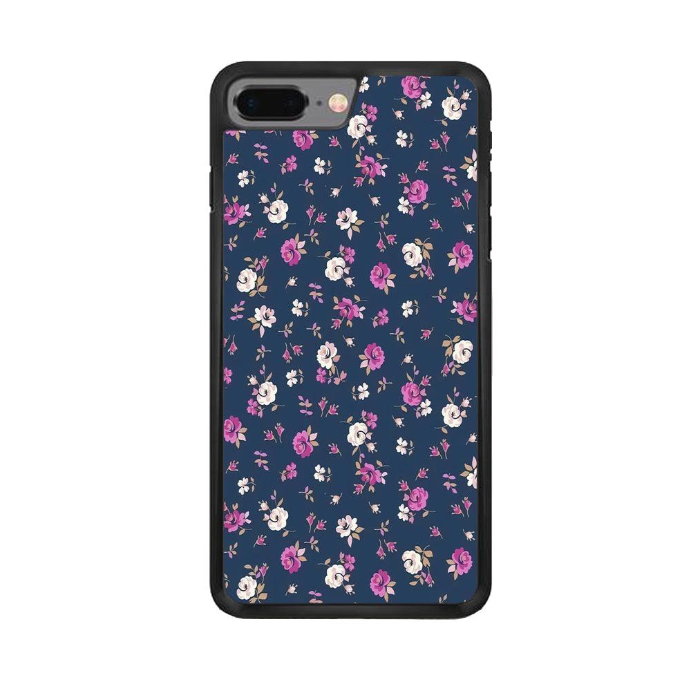 Motif Beautiful Flower 004 iPhone 8 Plus Case-Rubber / Black (2D Case)-Xtracase