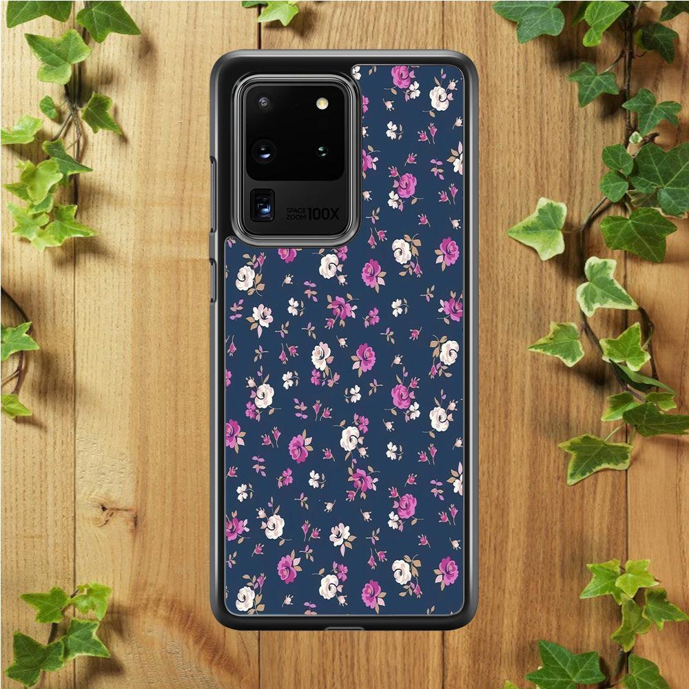 Motif Beautiful Flower 004 Samsung Galaxy S20 Ultra Case-Rubber / White (2D Case)-Xtracase