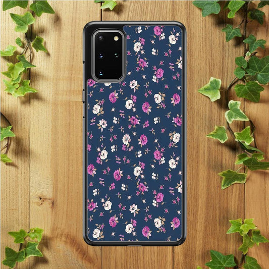 Motif Beautiful Flower 004 Samsung Galaxy S20 Plus Case-Rubber / White (2D Case)-Xtracase
