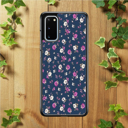 Motif Beautiful Flower 004 Samsung Galaxy S20 Case-Rubber / Black (2D Case)-Xtracase
