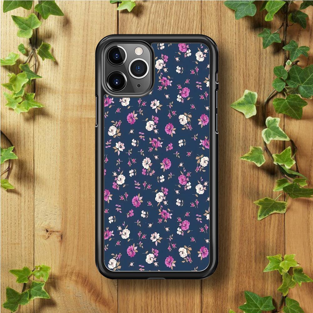 Motif Beautiful Flower 004 iPhone 11 Pro Max Case-Rubber / Black (2D Case)-Xtracase