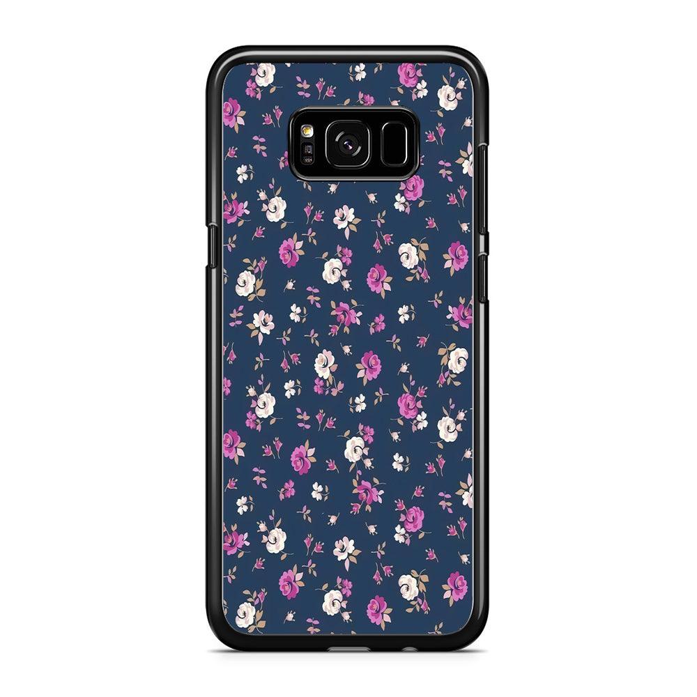 Motif Beautiful Flower 004 Samsung Galaxy S8 Plus Case-Rubber / Black (2D Case)-Xtracase