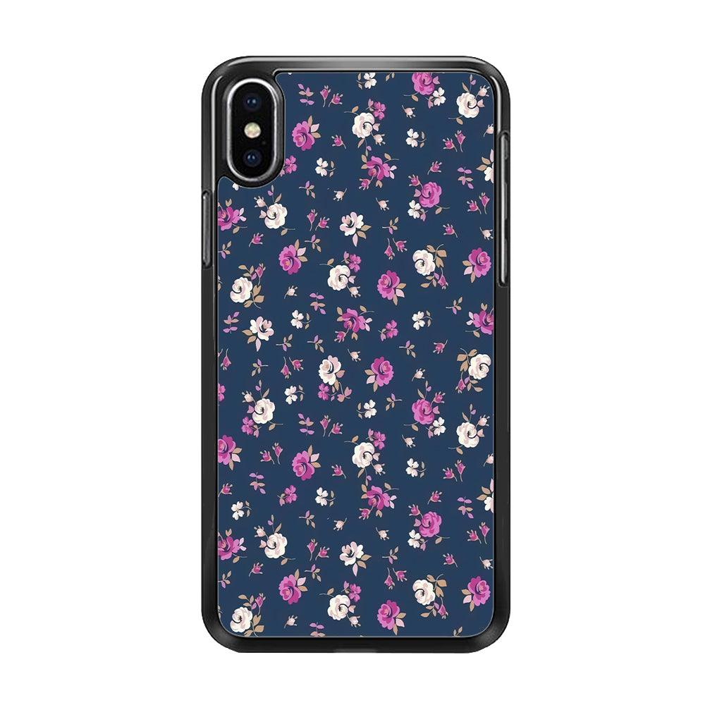 Motif Beautiful Flower 004 iPhone X Case-Rubber / Black (2D Case)-Xtracase