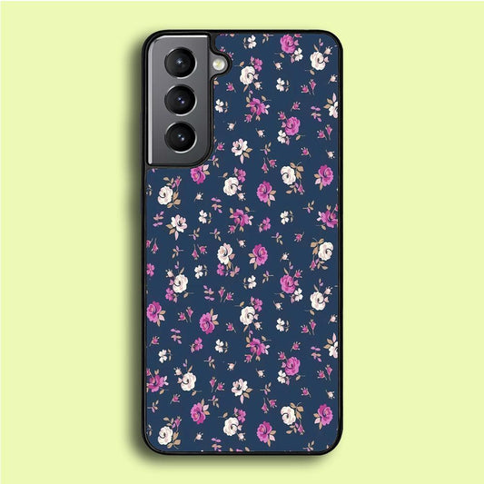 Motif Beautiful Flower 004 Samsung Galaxy S21 Plus Case-Rubber / White (2D Case)-Xtracase