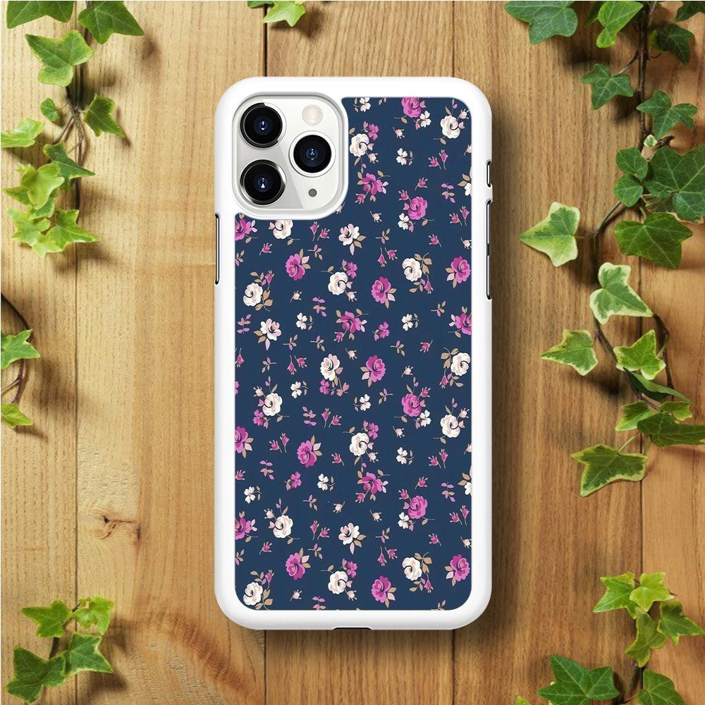 Motif Beautiful Flower 004 iPhone 11 Pro Max Case-Rubber / White (2D Case)-Xtracase
