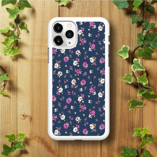 Motif Beautiful Flower 004 iPhone 11 Pro Case-Rubber / White (2D Case)-Xtracase