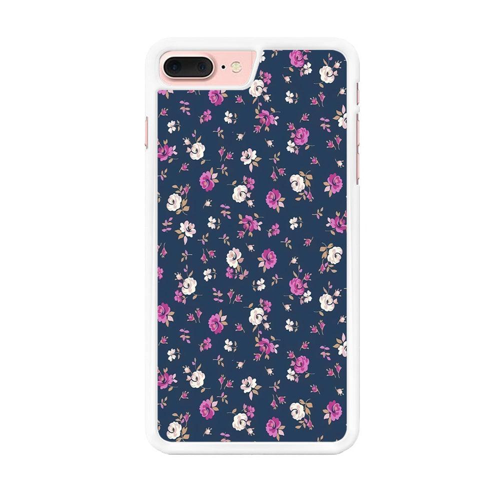 Motif Beautiful Flower 004 iPhone 8 Plus Case-Rubber / White (2D Case)-Xtracase