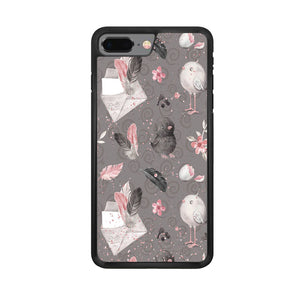 Motif Bird and Letter Grey iPhone 8 Plus Case