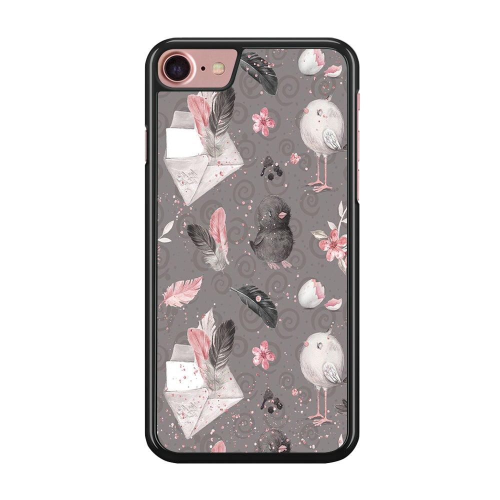 Motif Bird and Letter Grey iPhone 8 Case