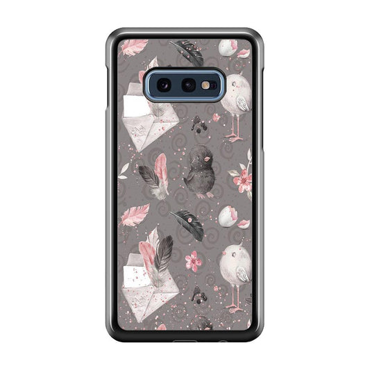Motif Bird and Letter Grey Samsung Galaxy S10E Case-Plastic / Full Wrap (3D Case)-Xtracase