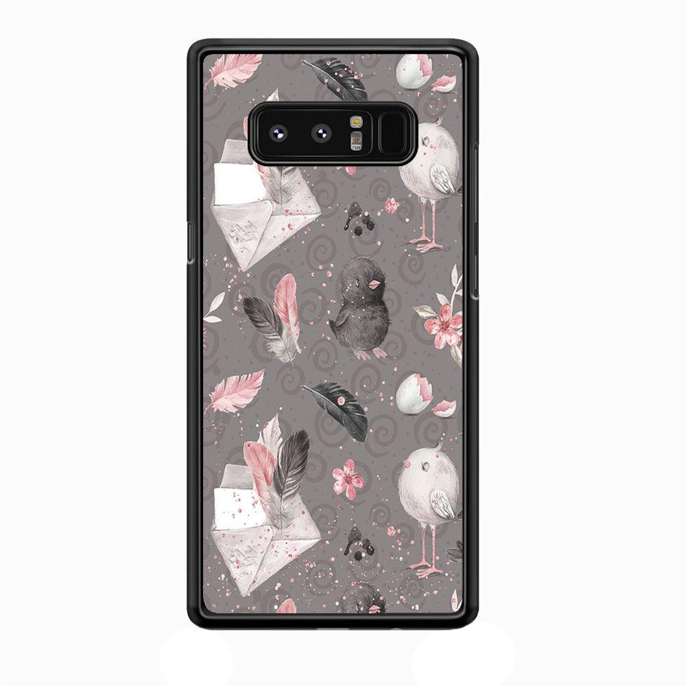 Motif Bird and Letter Grey Samsung Galaxy Note 8 Case-Plastic / Full Wrap (3D Case)-Xtracase