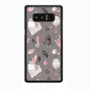 Motif Bird and Letter Grey Samsung Galaxy Note 8 Case