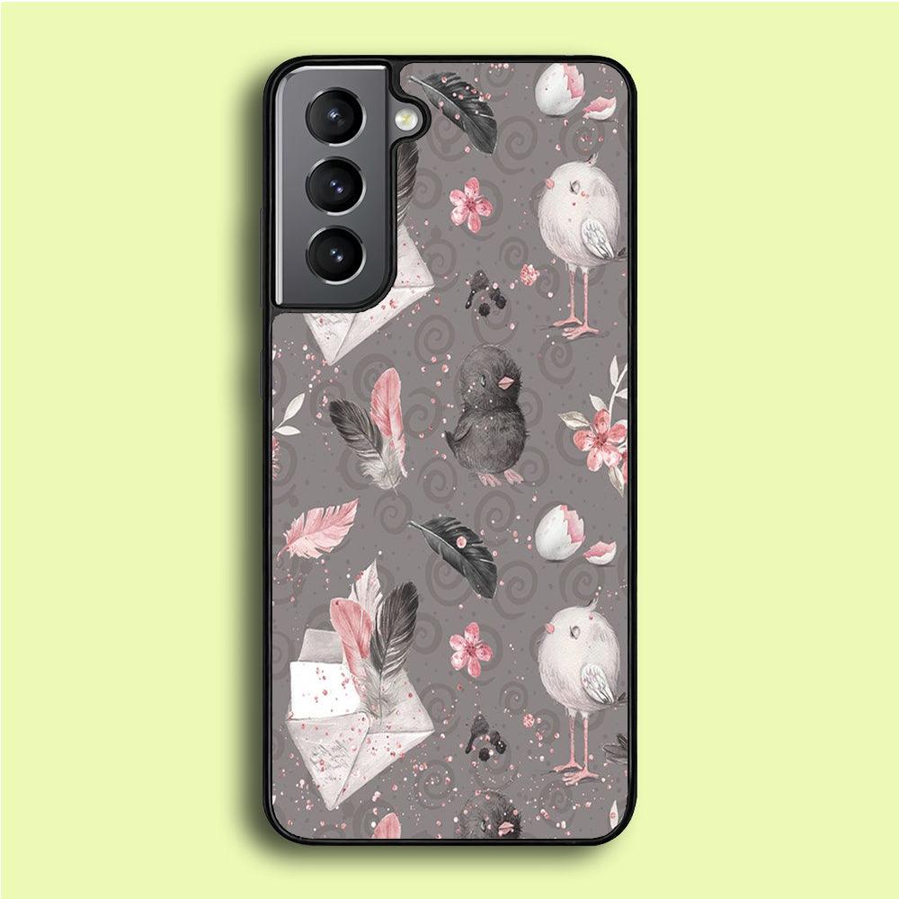 Motif Bird and Letter Grey Samsung Galaxy A16 Case-Plastic / Full Wrap (3D Case)-Xtracase