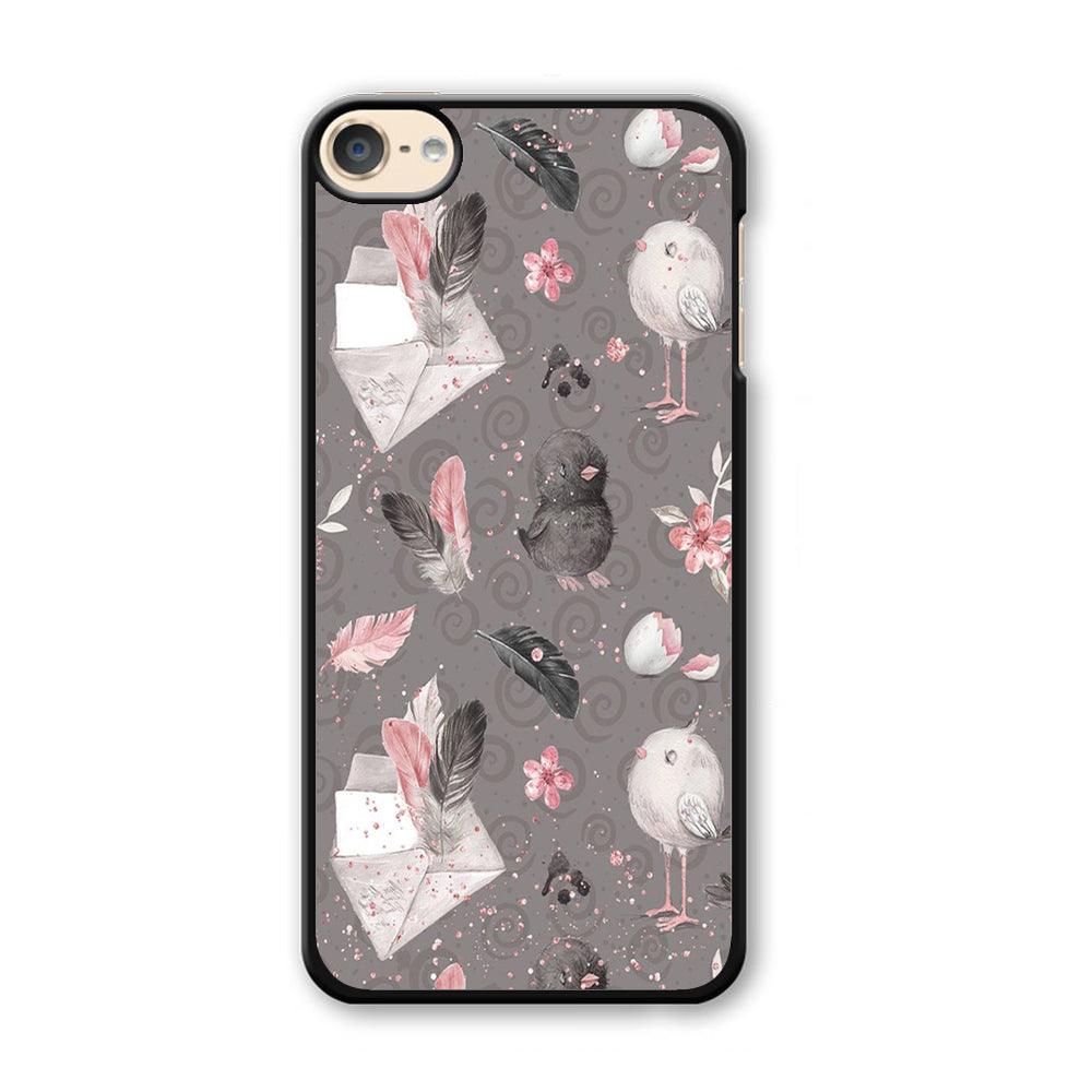 Motif Bird and Letter Grey iPod Touch 6 Case-Plastic / Full Wrap (3D Case)-Xtracase