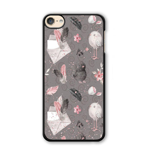 Motif Bird and Letter Grey iPod Touch 6 Case-Plastic / Full Wrap (3D Case)-Xtracase