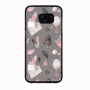 Motif Bird and Letter Grey Samsung Galaxy S7 Edge Case