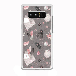 Motif Bird and Letter Grey Samsung Galaxy Note 8 Case