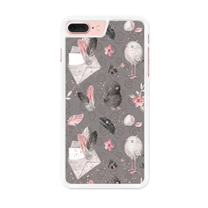 Motif Bird and Letter Grey iPhone 8 Plus Case
