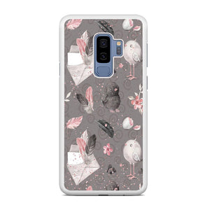Motif Bird and Letter Grey Samsung Galaxy S9 Plus Case