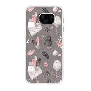 Motif Bird and Letter Grey Samsung Galaxy S7 Edge Case