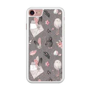 Motif Bird and Letter Grey iPhone 7 Case