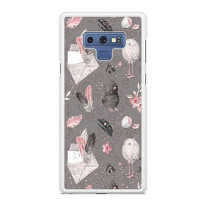 Motif Bird and Letter Grey Samsung Galaxy Note 9 Case