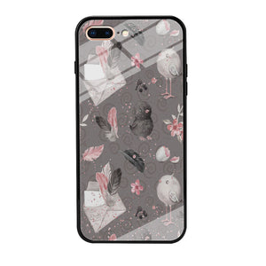 Motif Bird and Letter Grey iPhone 7 Plus Case