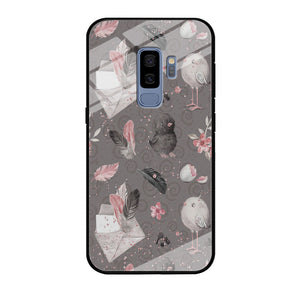 Motif Bird and Letter Grey Samsung Galaxy S9 Plus Case