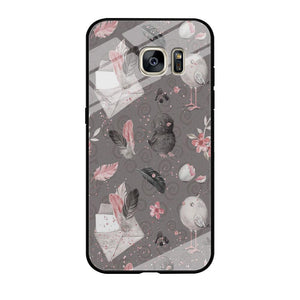 Motif Bird and Letter Grey Samsung Galaxy S7 Edge Case