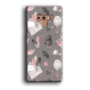 Motif Bird and Letter Grey Samsung Galaxy Note 9 Case