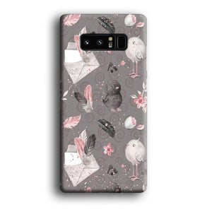 Motif Bird and Letter Grey Samsung Galaxy Note 8 Case