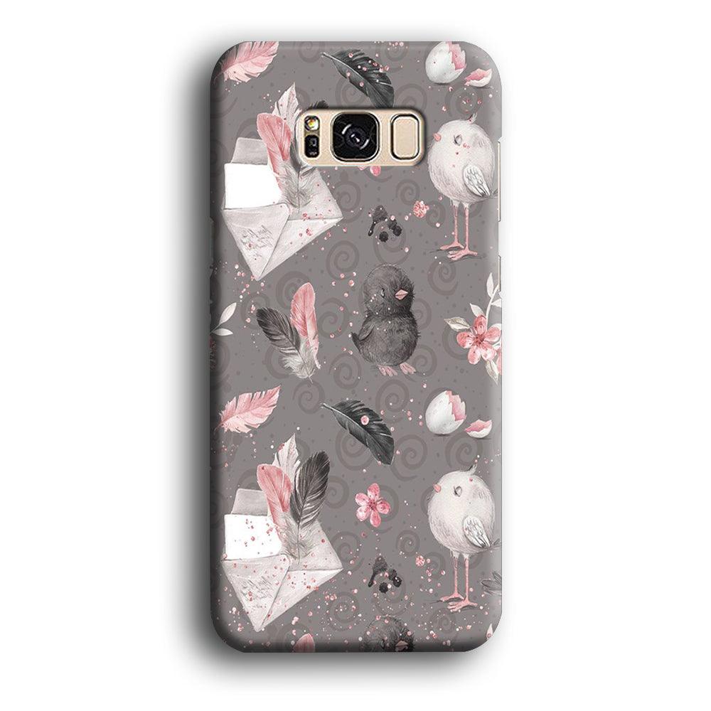 Motif Bird and Letter Grey Samsung Galaxy S8 Plus Case-Plastic / Full Wrap (3D Case)-Xtracase