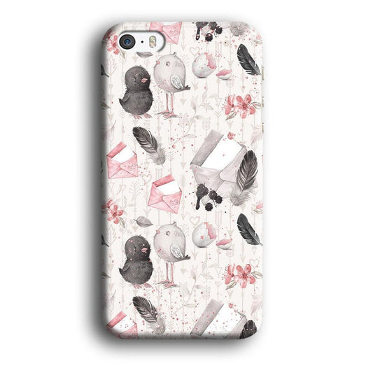 Motif Bird and Letter White iPhone 5 | 5s Case-Plastic / Full Wrap (3D Case)-Xtracase
