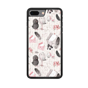 Motif Bird and Letter White iPhone 7 Plus Case