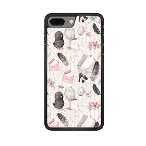 Motif Bird and Letter White iPhone 7 Plus Case