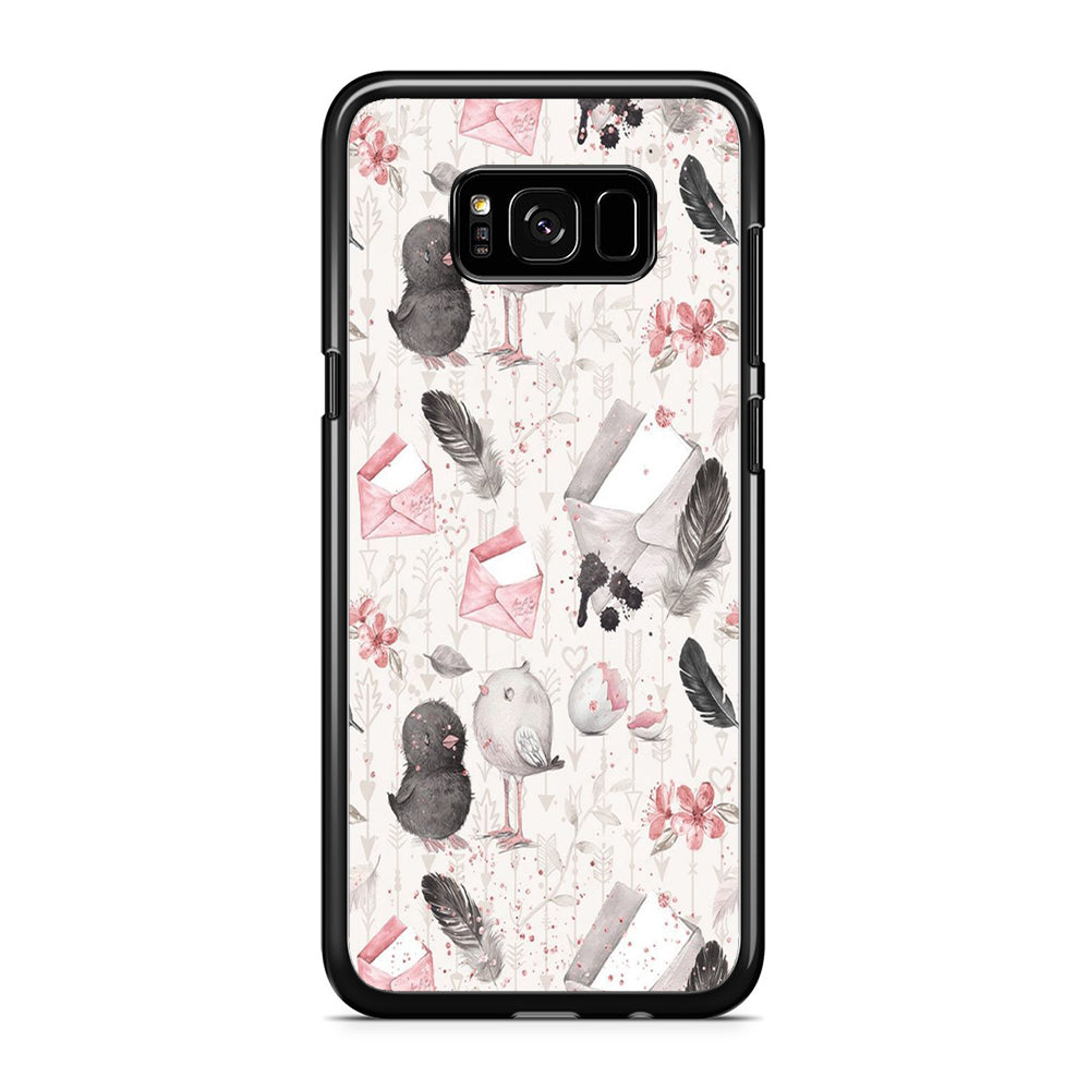 Motif Bird and Letter White Samsung Galaxy S8 Plus Case