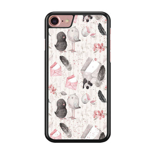 Motif Bird and Letter White iPhone 8 Case