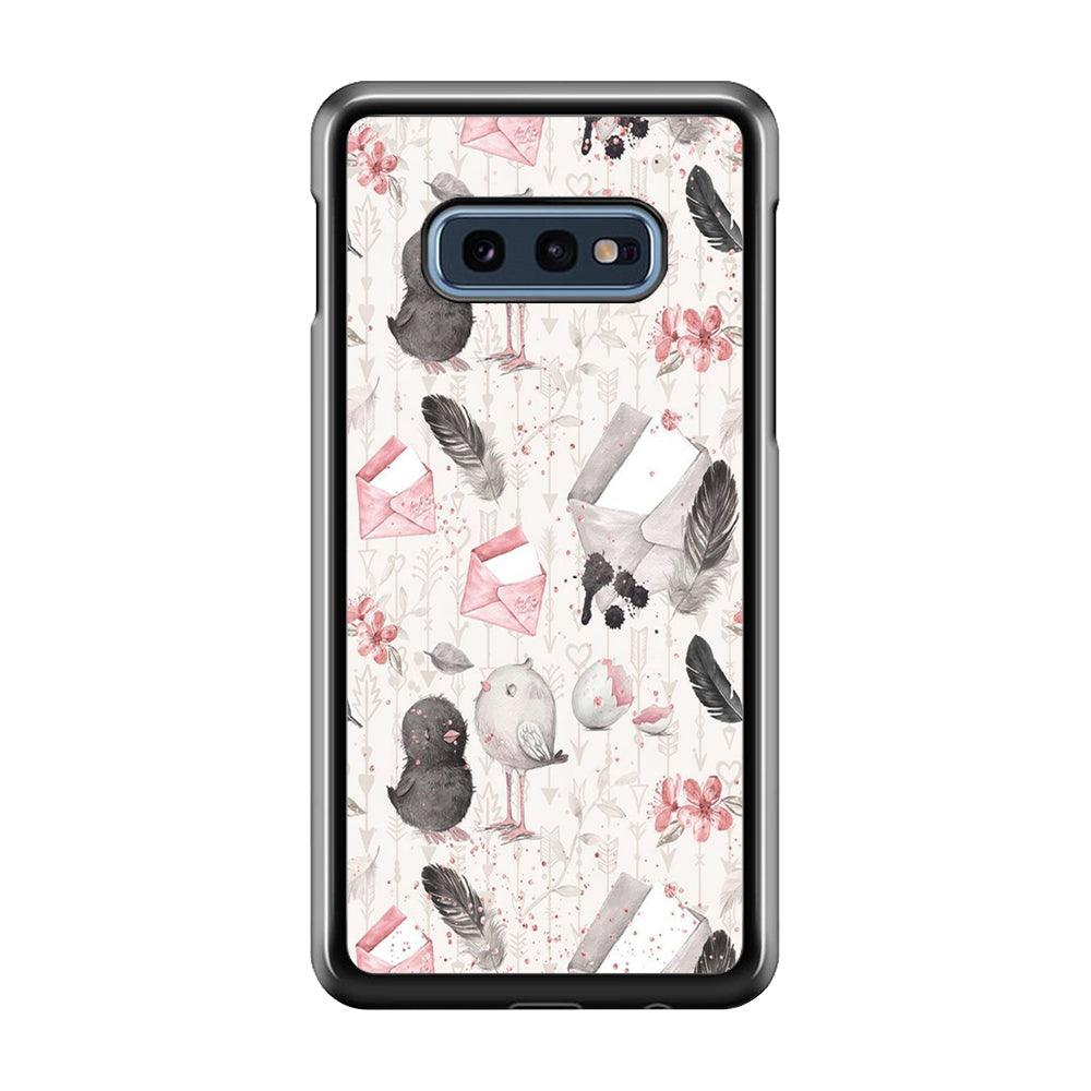 Motif Bird and Letter White Samsung Galaxy S10E Case-Plastic / Full Wrap (3D Case)-Xtracase