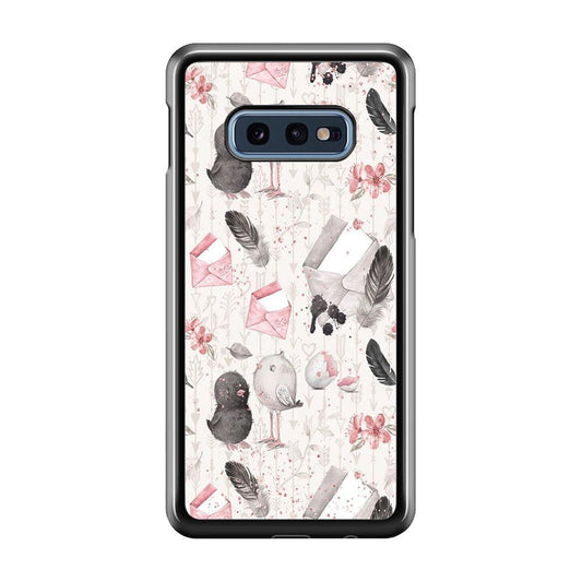 Motif Bird and Letter White Samsung Galaxy S10E Case-Plastic / Full Wrap (3D Case)-Xtracase