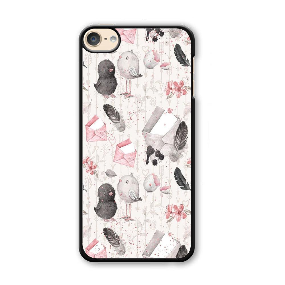 Motif Bird and Letter White iPod Touch 6 Case-Plastic / Full Wrap (3D Case)-Xtracase