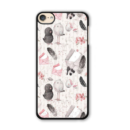 Motif Bird and Letter White iPod Touch 6 Case-Plastic / Full Wrap (3D Case)-Xtracase