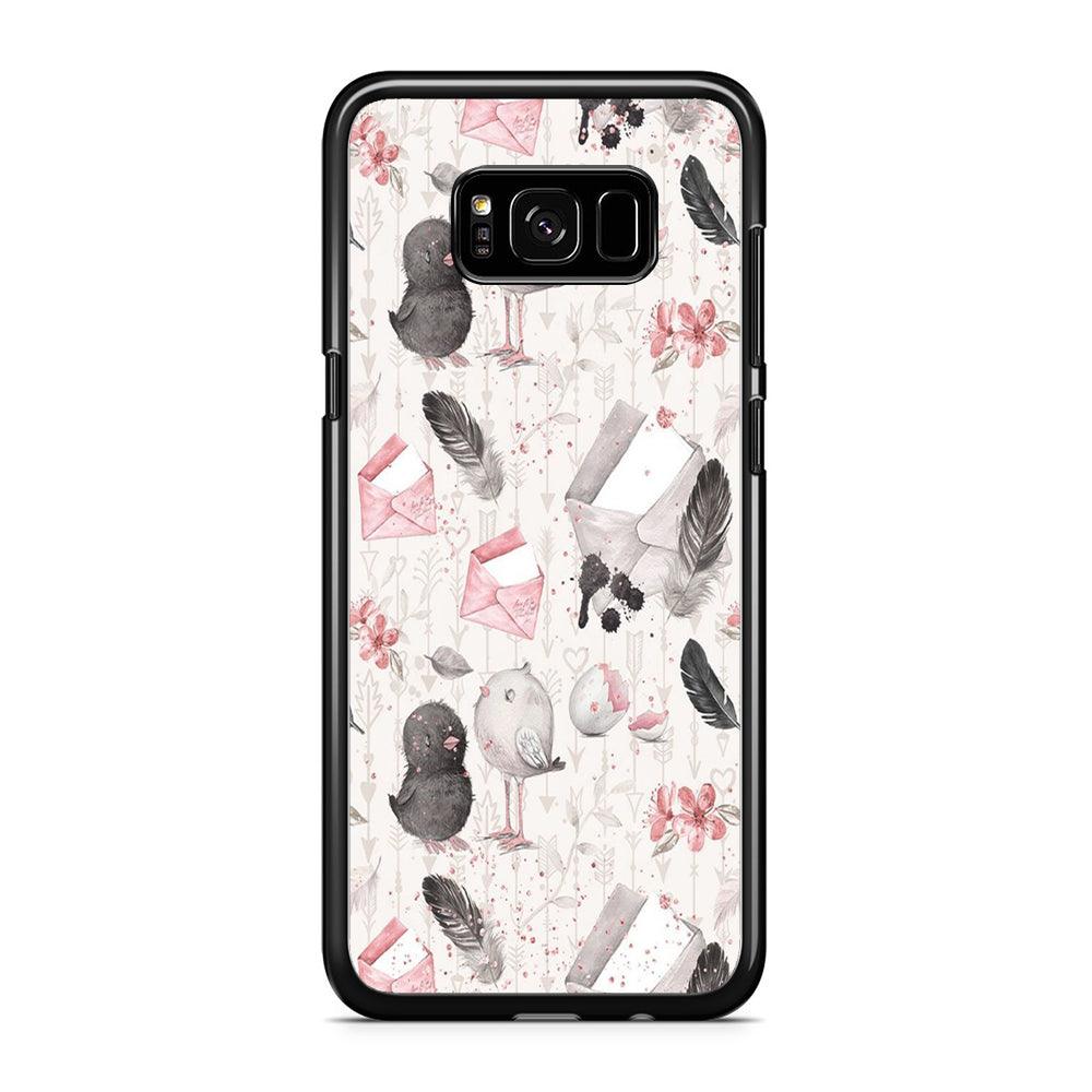 Motif Bird and Letter White Samsung Galaxy S8 Case