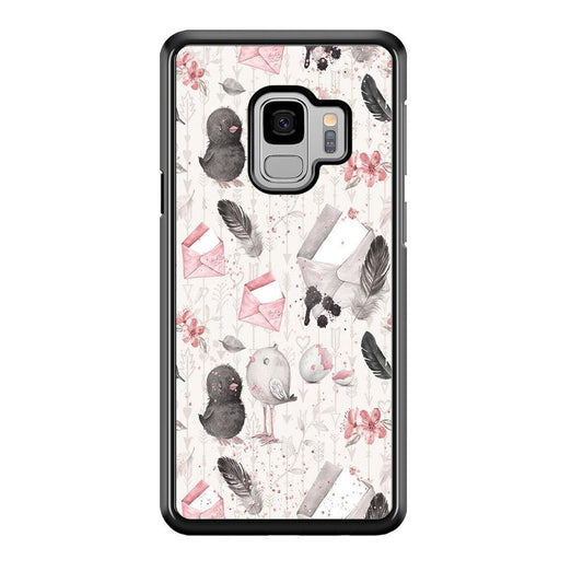 Motif Bird and Letter White Samsung Galaxy S9 Case-Plastic / Full Wrap (3D Case)-Xtracase