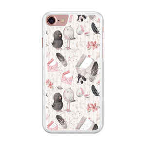 Motif Bird and Letter White iPhone 7 Case