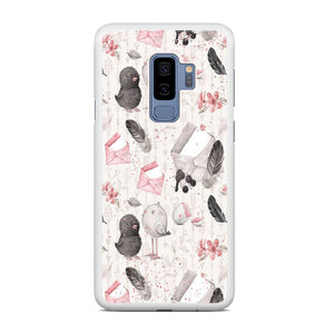 Motif Bird and Letter White Samsung Galaxy S9 Plus Case