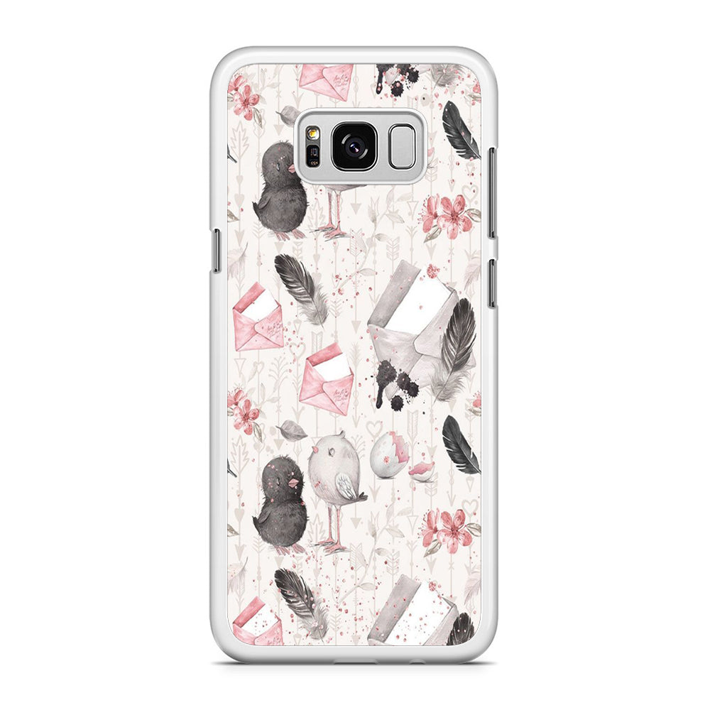 Motif Bird and Letter White Samsung Galaxy S8 Plus Case