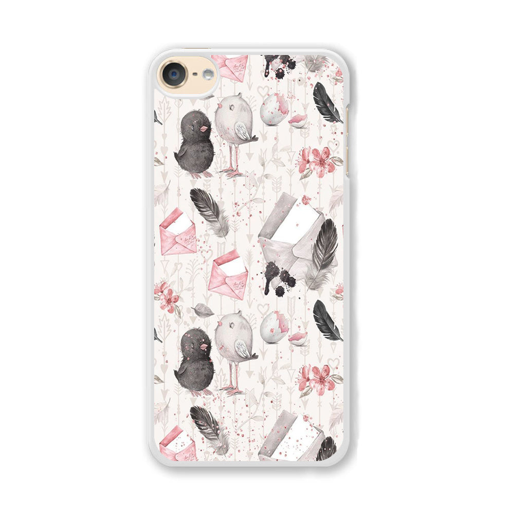 Motif Bird and Letter White iPod Touch 6 Case