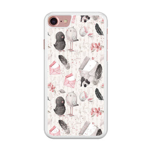 Motif Bird and Letter White iPhone 8 Case