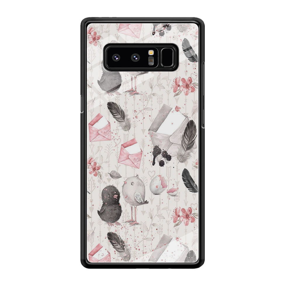 Motif Bird and Letter White Samsung Galaxy Note 8 Case