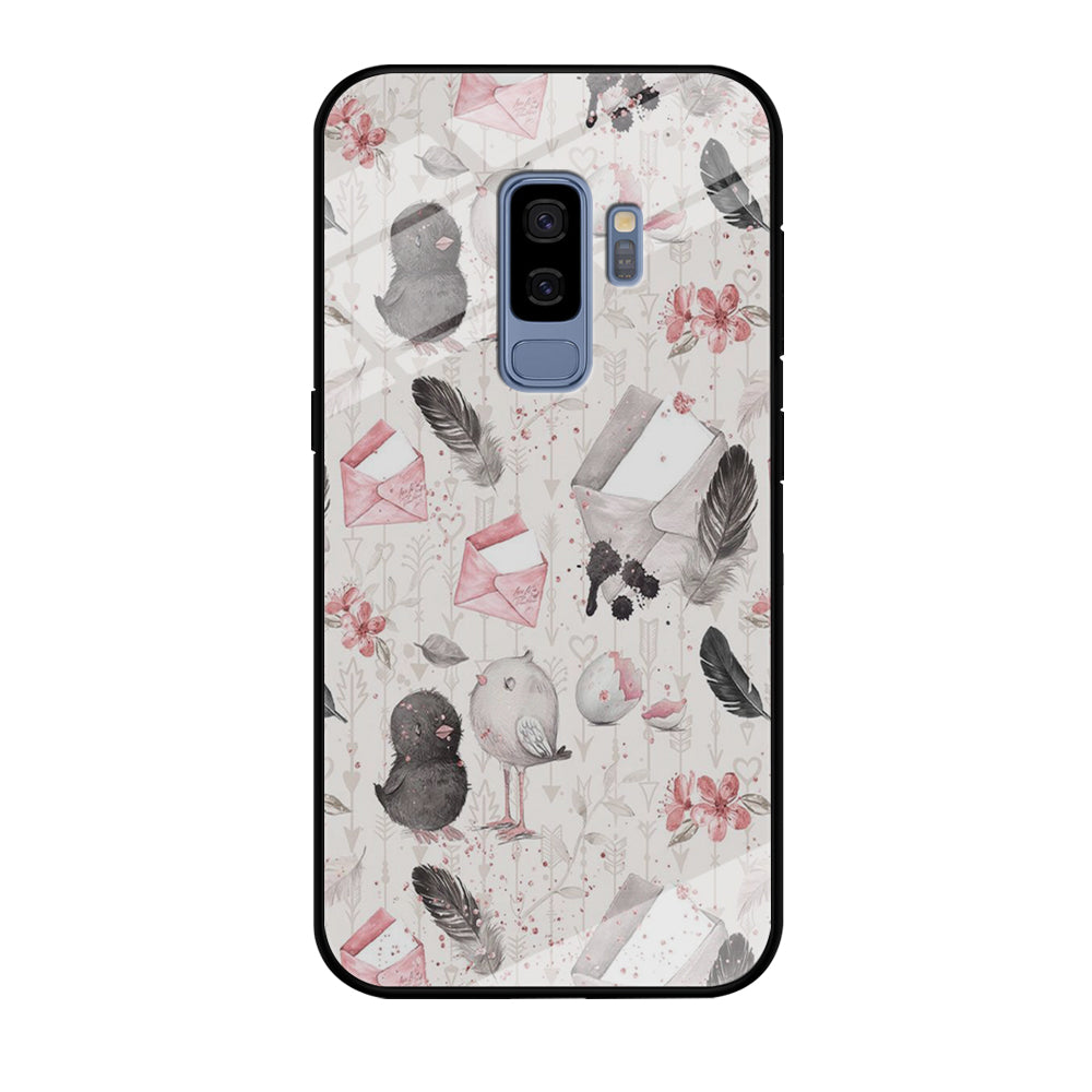 Motif Bird and Letter White Samsung Galaxy S9 Plus Case